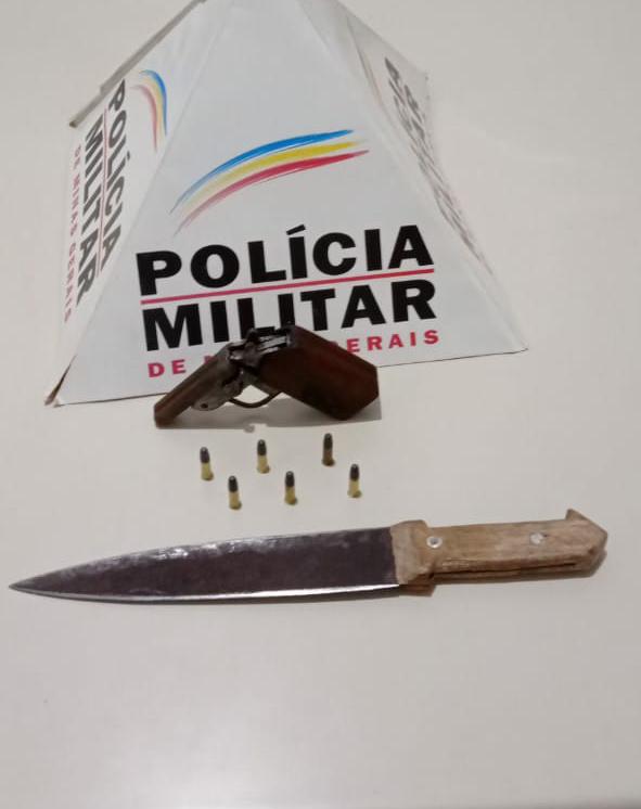 apreensão arma e faca PM